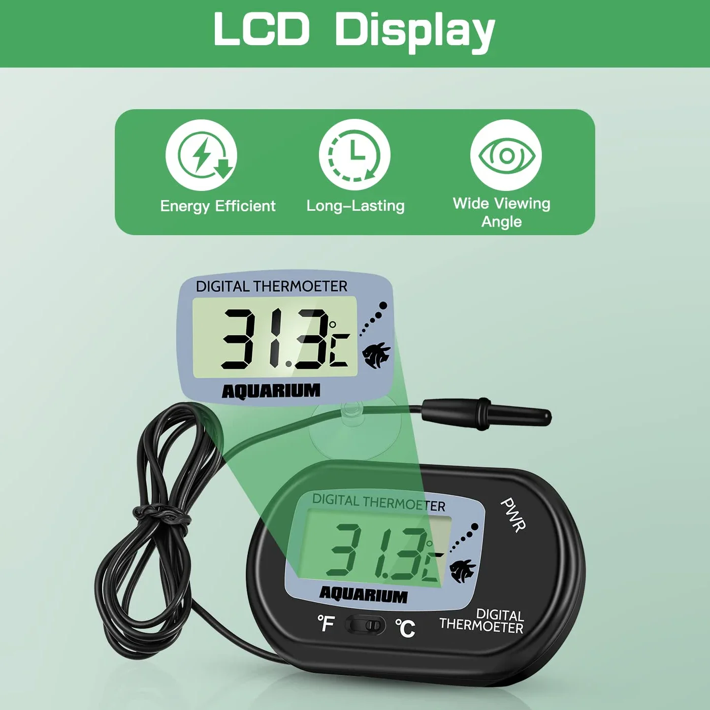Termômetro Digital para Aquário com Ventosa e Sensor de Temperatura - Imagem 2