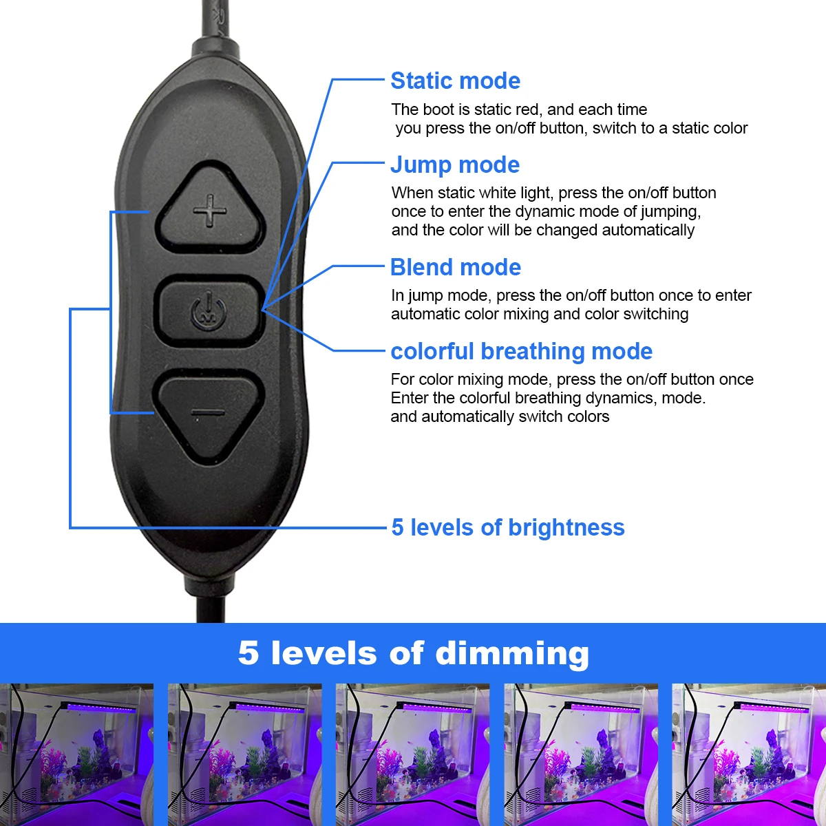 Luz LED RGB para Aquário USB com 7 Cores Decorativas - Imagem 4