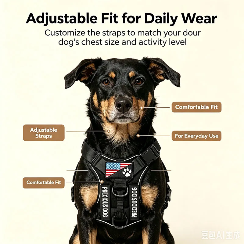 Colete Refletivo para Cães de Serviço com 5 Patches e Arnês Ajustável - Imagem 6
