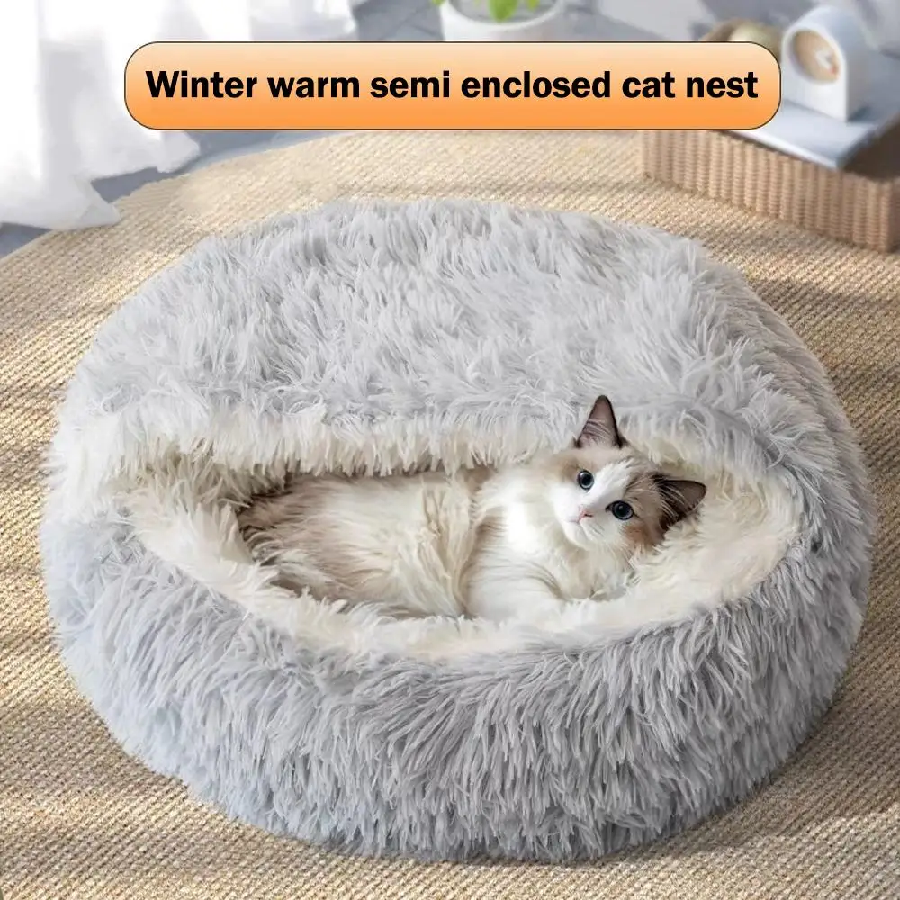 Cama Toca para Gatos e Cães Pequenos de Pelúcia 40 cm Dobrável - Image 4
