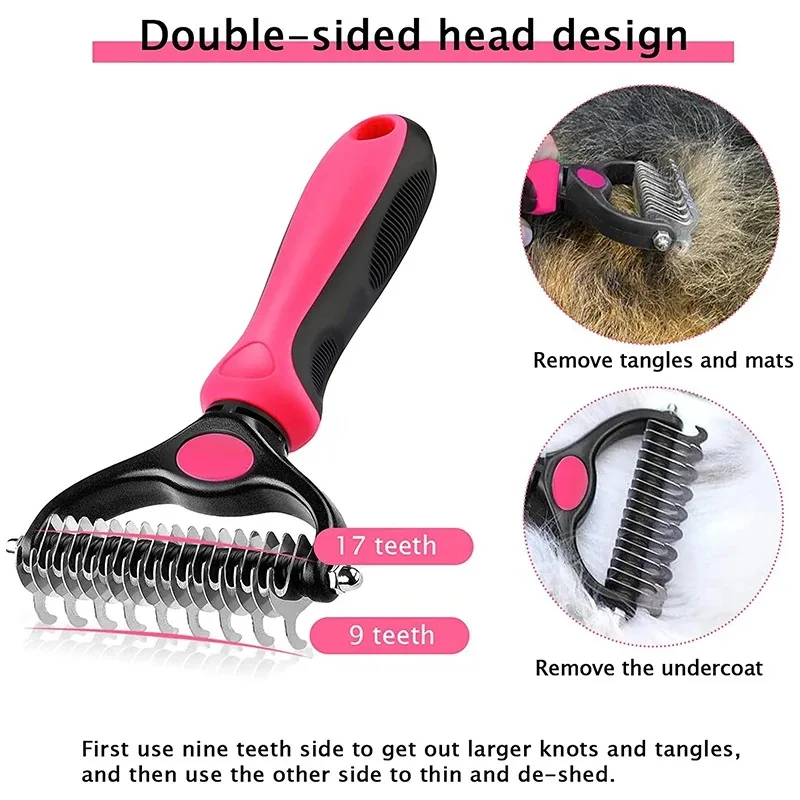 Escova para Pets Dupla Face para Desembaraçar e Remover Pelos - Imagem 4