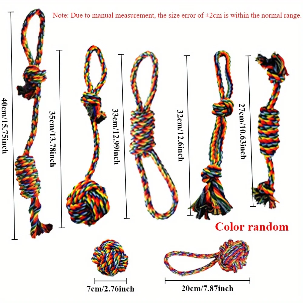 Brinquedo Nó para Cães Kit 7 Peças Cores Sortidas para Mastigar - Imagem 3