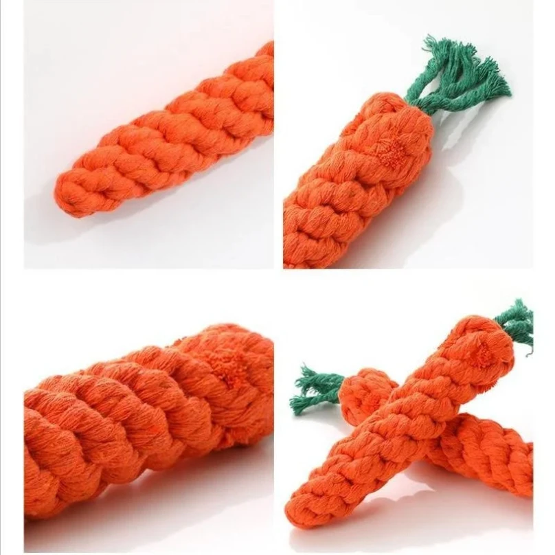 Brinquedo de Cenoura para Cães e Gatos de Corda de Algodão 19x3 cm - Imagem 3
