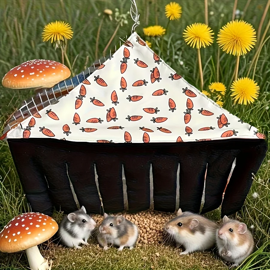 Toca de Canto para Hamster e Roedores Pequenos Lavável Design Cenoura - Imagem 2
