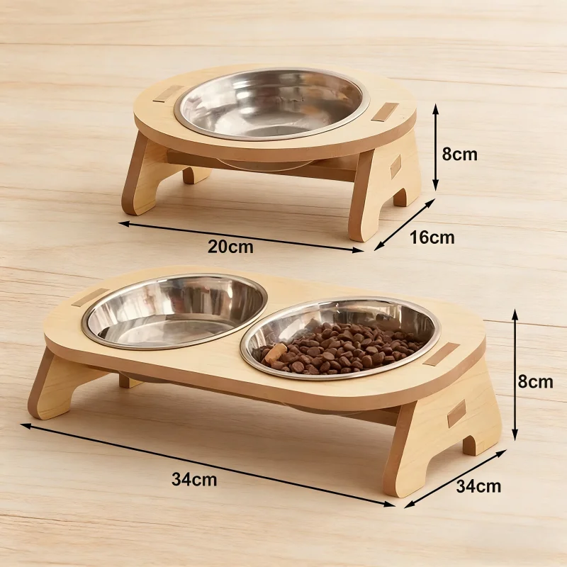 Suporte de Madeira para Comedouro de Cães e Gatos, Ajustável - Imagem 6