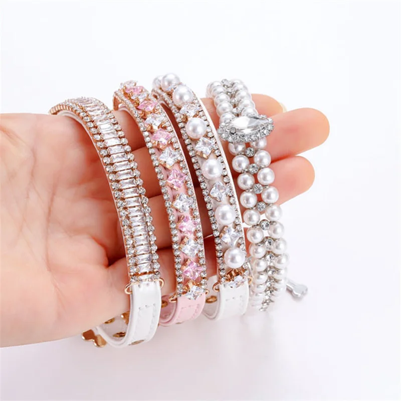 Coleira de Pérolas com Strass para Gatos e Cães Pequenos Ajustável - Imagem 5