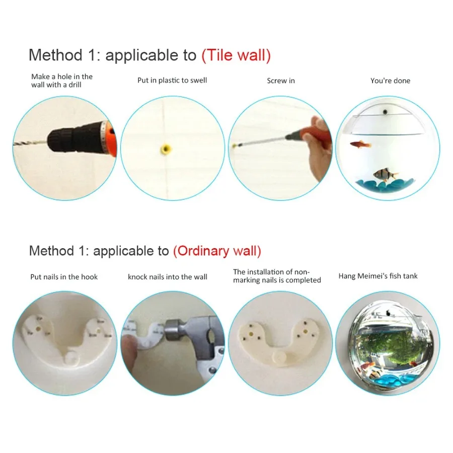 Aquário de Parede Redondo de Acrílico 15 cm para Peixes - Imagem 3