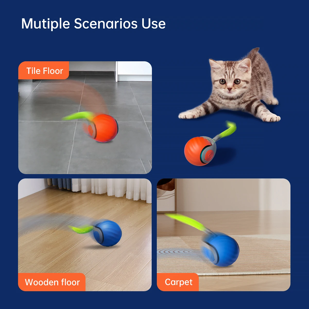 Brinquedo Bola Cauda Rápida 2.0 para Gatos com Ajuste de Duas Velocidades - Image 6