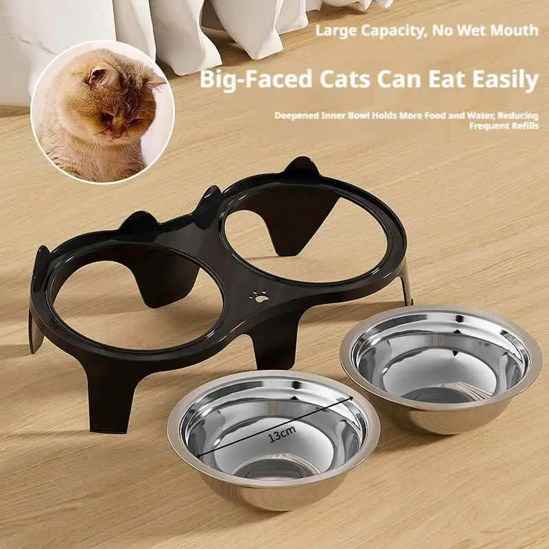 Tigela Dupla para Gatos Inox Elevada com Suporte de 8 cm - Imagem 5