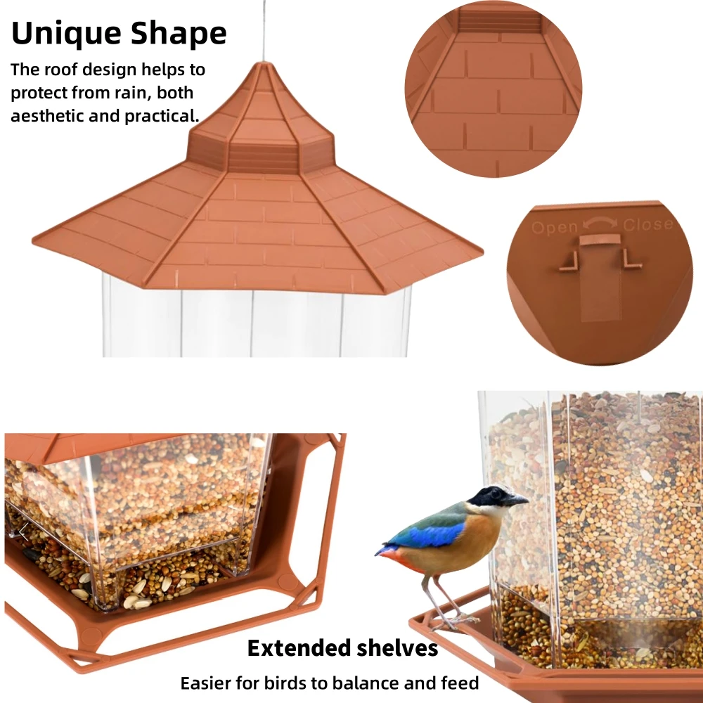 Alimentador para Pássaros Gazebo 22x20x18 cm com Múltiplos Buracos - Imagem 3