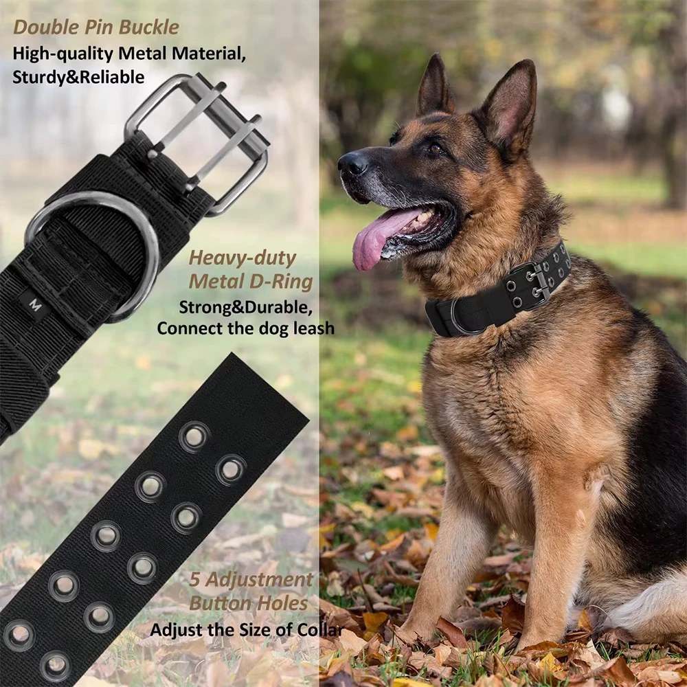 Coleira Tática para Cães Grandes de Nylon com Fivela de Metal Ajustável - Imagem 6