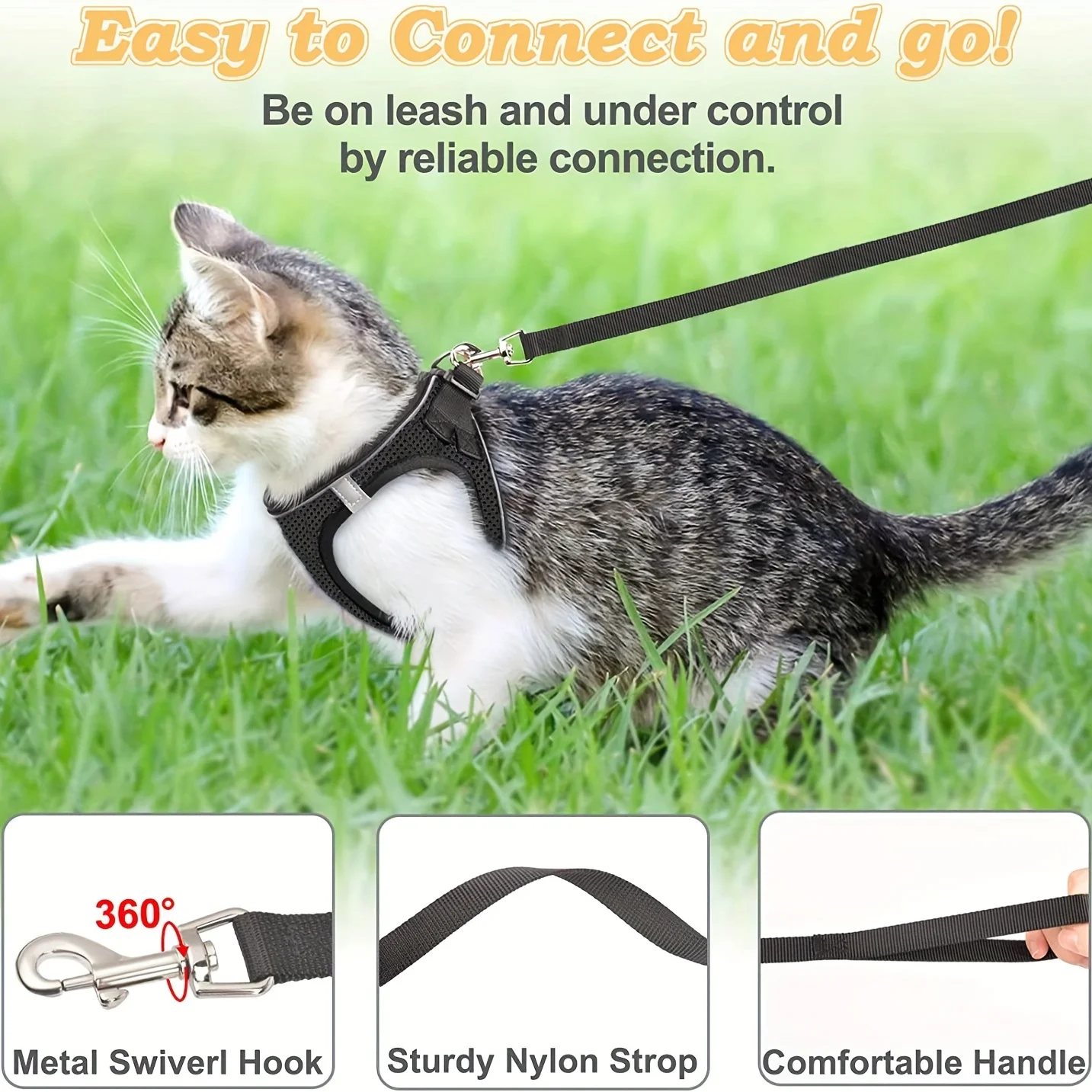 Colete para Gatos de Malha Reflexiva para Passeio ao Ar Livre - Imagem 6