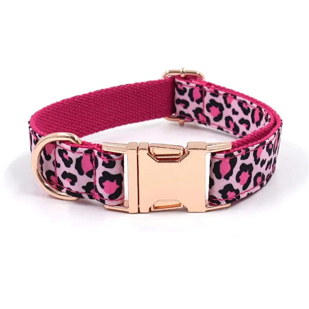 Coleira para Cães de Fibra com Gravação Gratuita Leopardo Rosa - Imagem 2