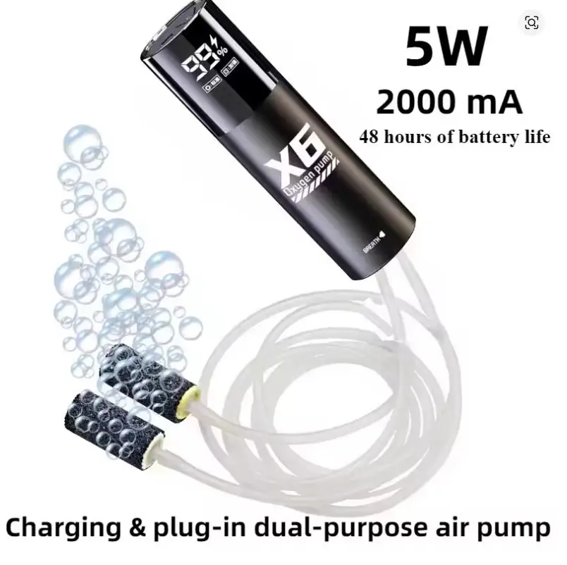 Bomba de Oxigênio para Aquário Recarregável USB 5W 48H Autonomia - Image 2