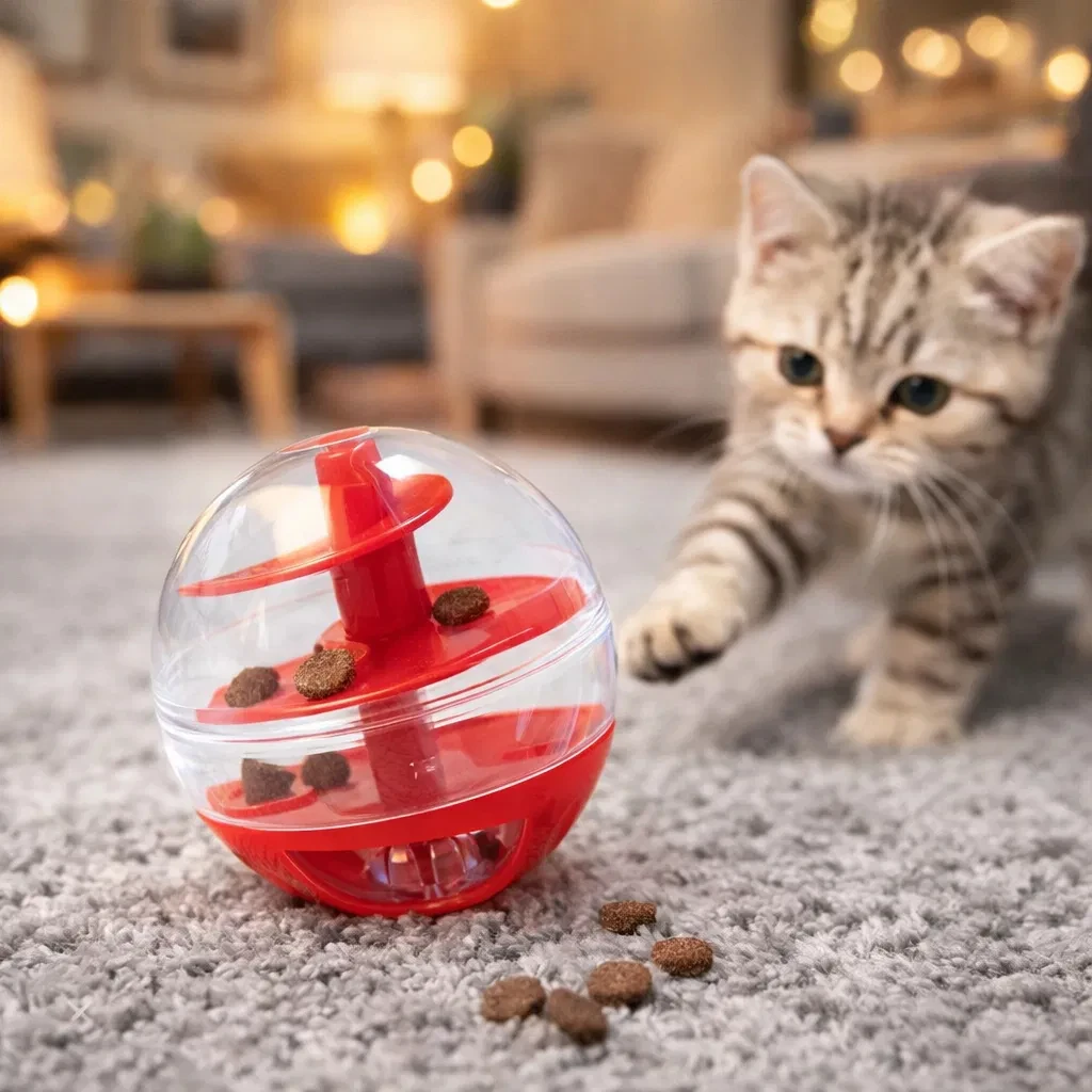 Brinquedo Dispensador de Ração para Gatos Interativo Sem Bateria - Imagem 4