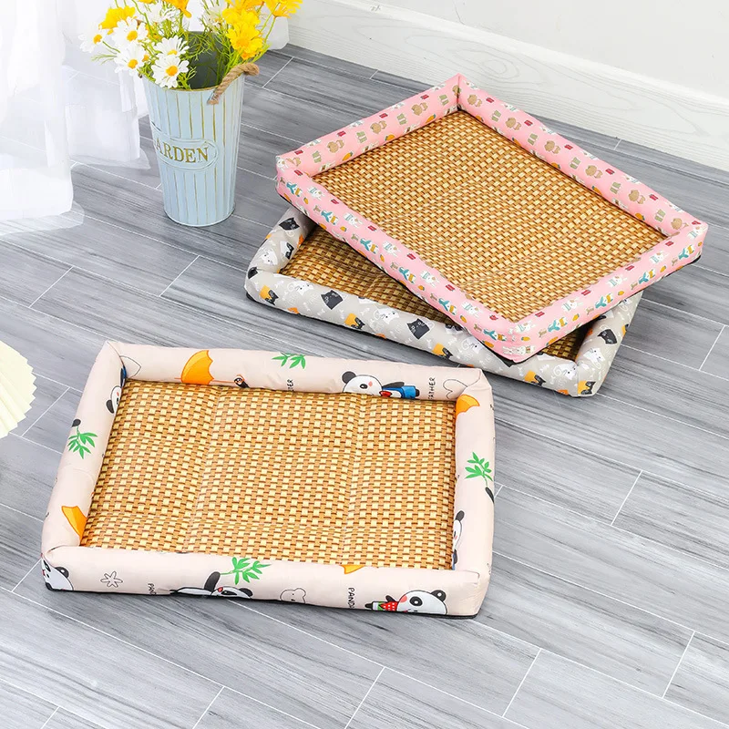Tapete Cama para Gatos e Cães Pequenos de Rattan e Tecido - Imagem 4
