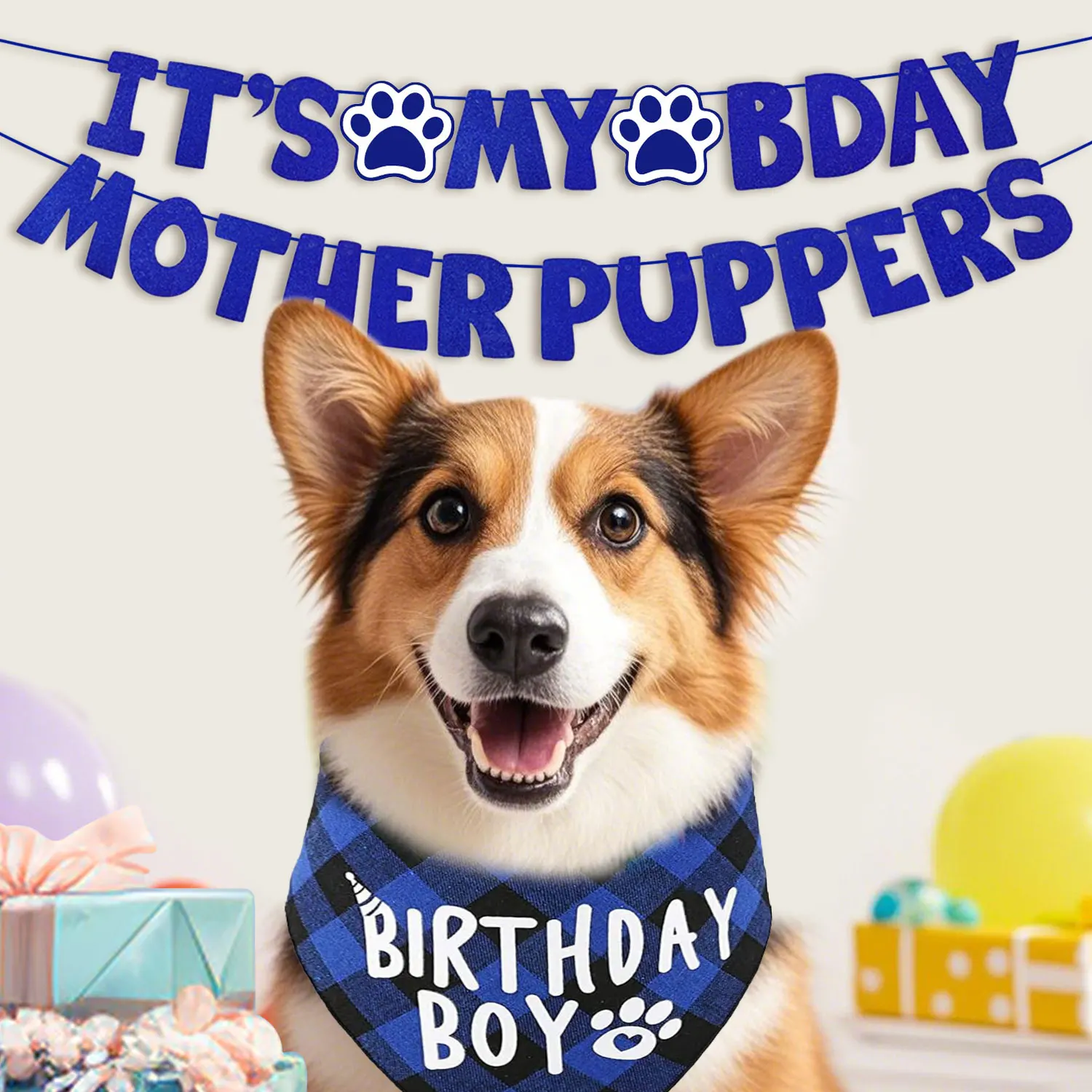 Kit de Aniversário para Cães com Bandana e Chapéu Ajustável - Image 6