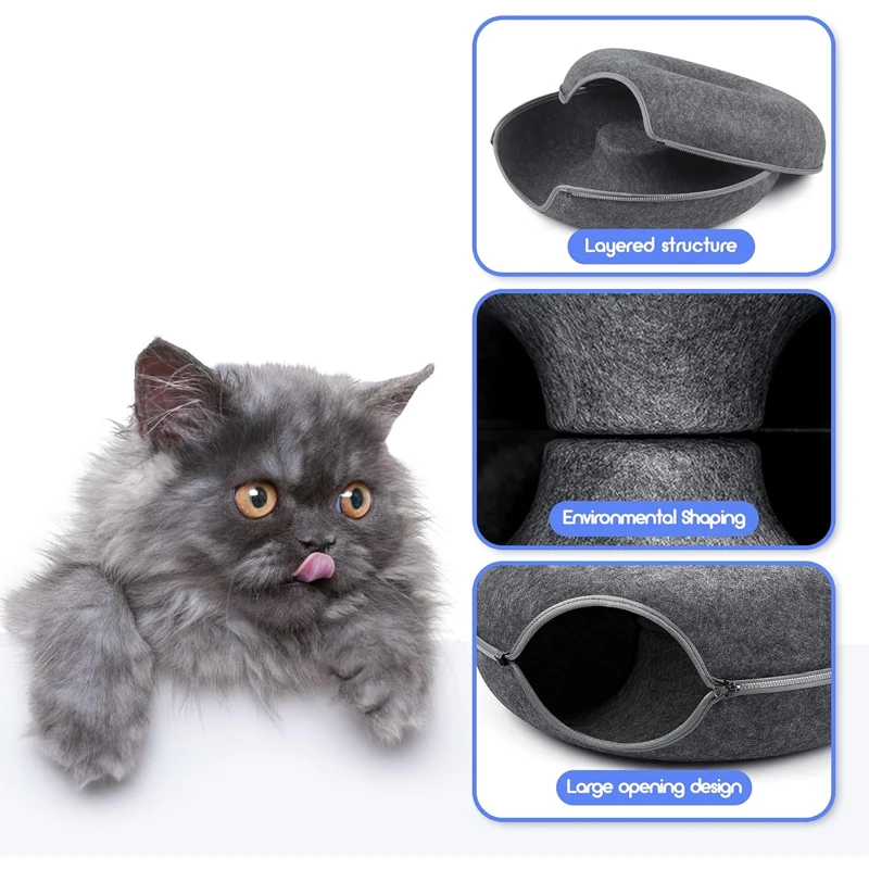Túnel e Cama Donut para Gatos com Brinquedo de Feltro - Image 3