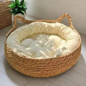 cama cesta de rattan para gatos
