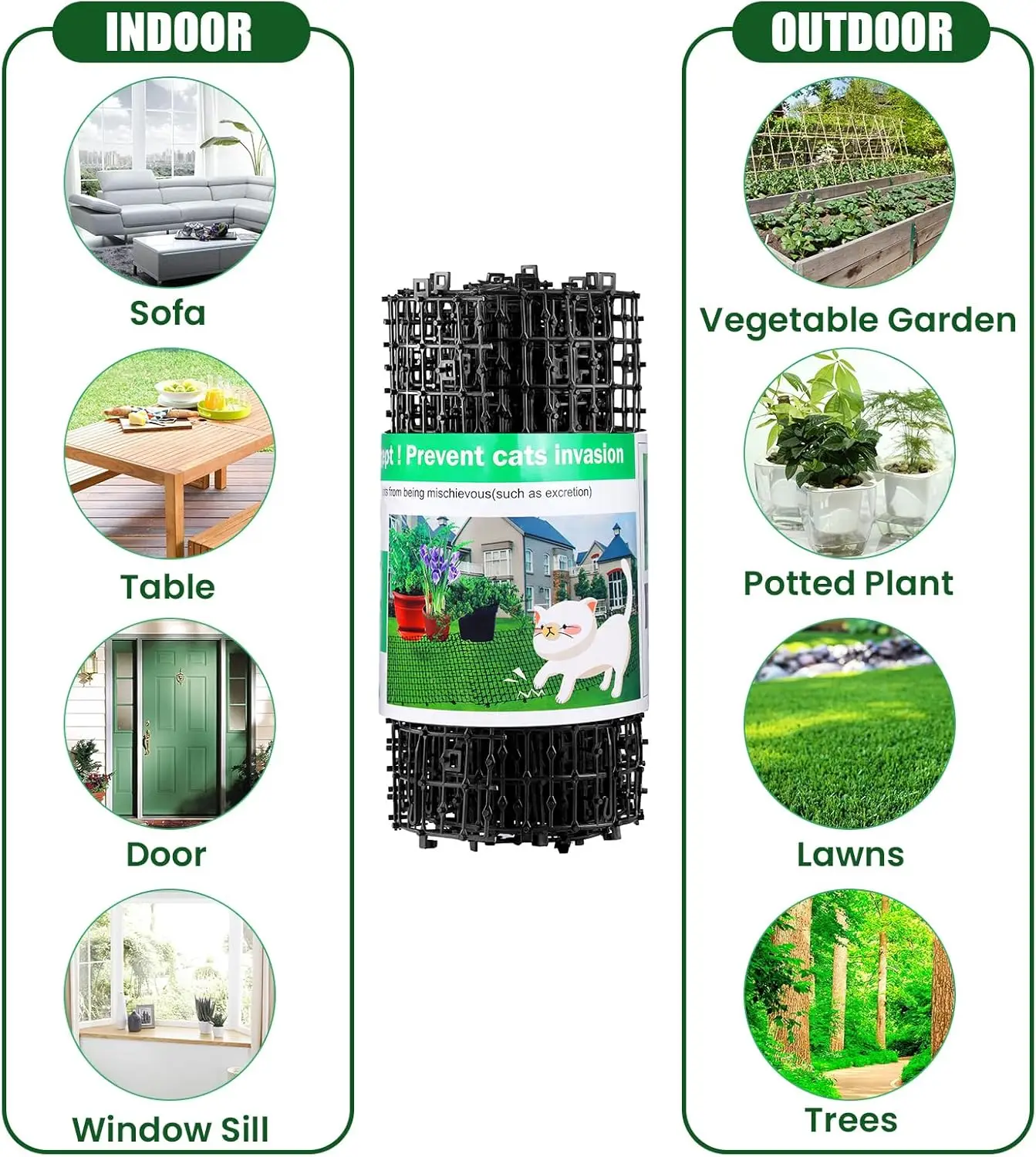Tapete Espinhoso Anti-Gato Rolo para Varanda na cor Verde ou Preto - Imagem 5