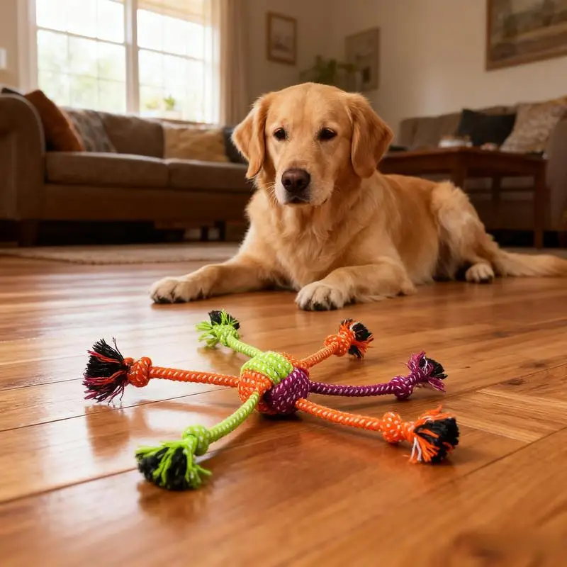 Brinquedo de Corda para Cães com Franjas Verdes e Laranjas - Imagem 2