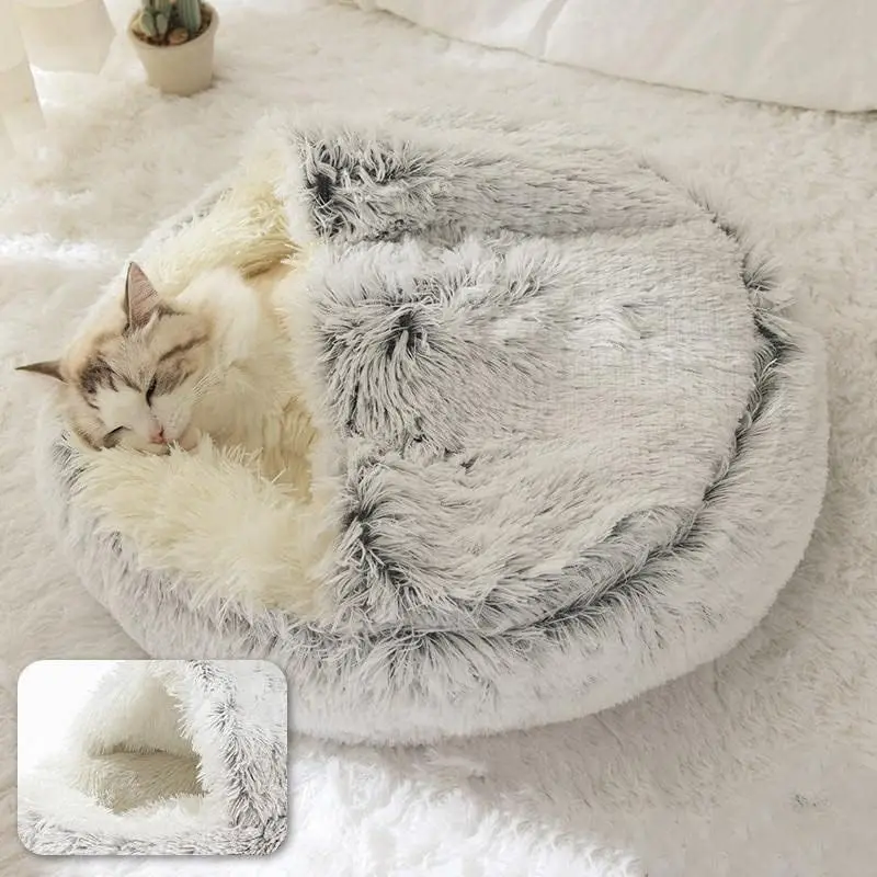 Cama Sofá para Cães e Gatos de Pelúcia Macia Redonda - Image 3