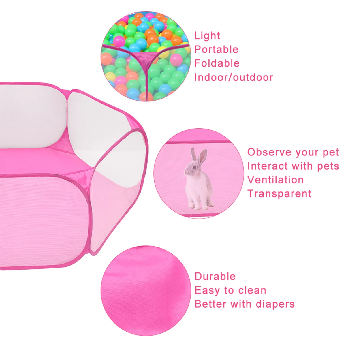 Cercado Transparente Dobrável para Hamster e Coelhos 120 cm - Imagem 4