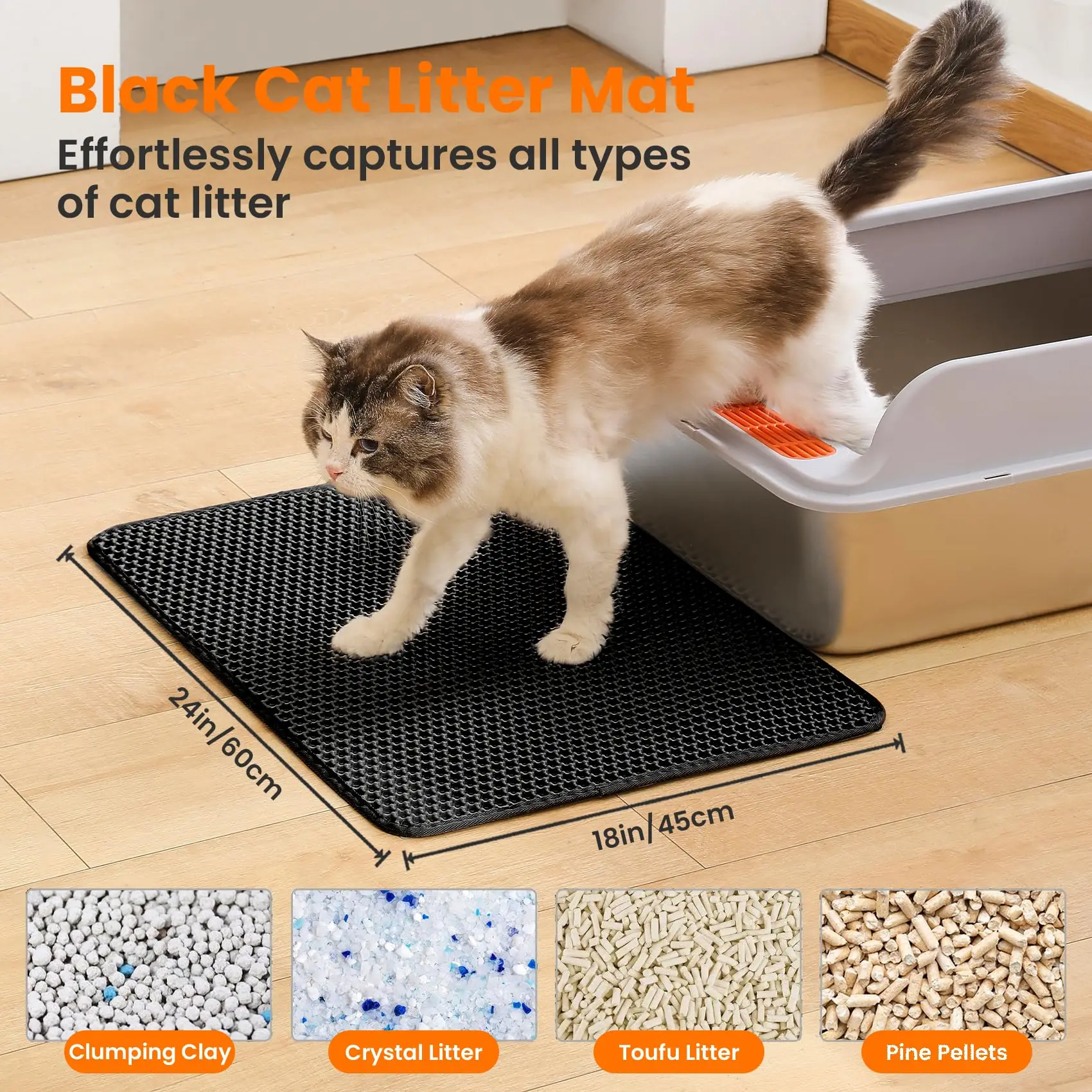 Tapete para Areia de Gato de EVA com Camada Dupla e Base Impermeável - Imagem 2