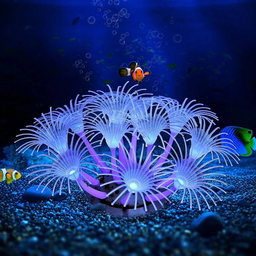 planta girassol coral artificial para aquário