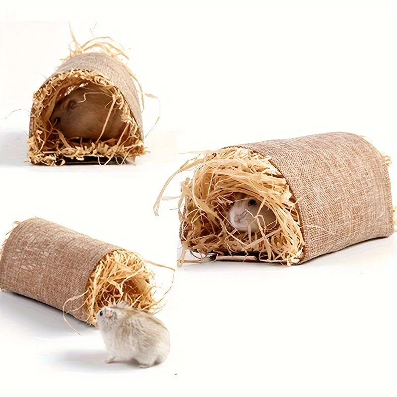 Toca Túnel para Hamster e Porquinho-da-Índia de Linho e Palha - Imagem 4