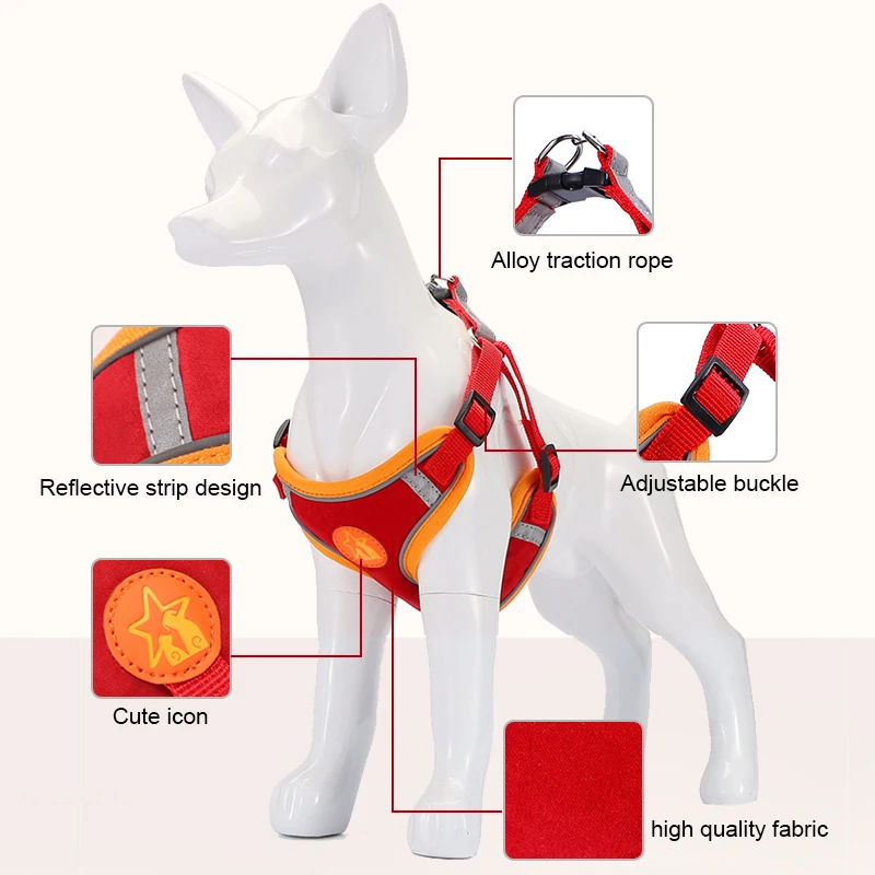 Coleira Peitoral para Cães Pequenos e Médios com Faixa Refletiva - Imagem 3