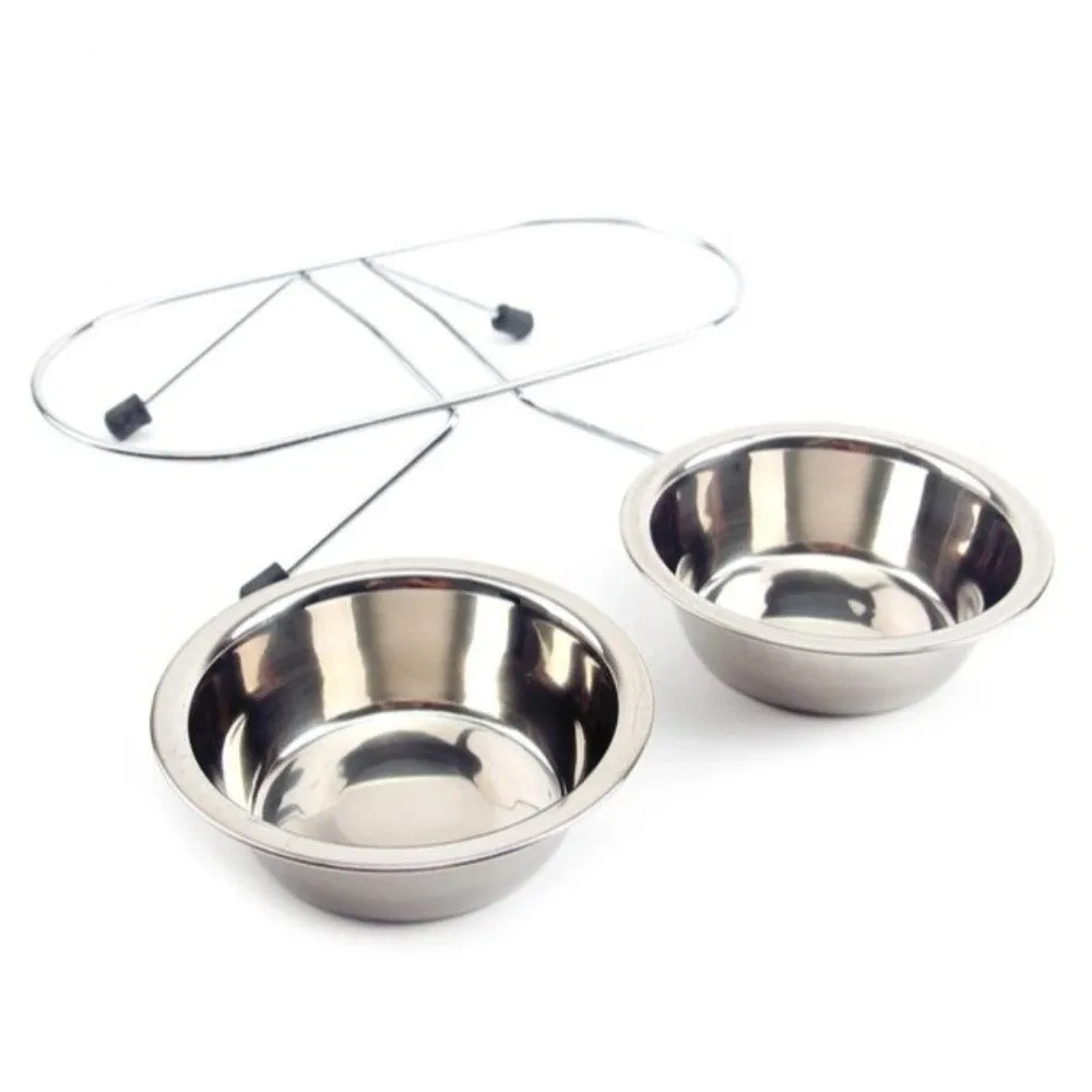 Comedouro Duplo para Cães e Gatos em Aço Inoxidável Destacável - Image 5
