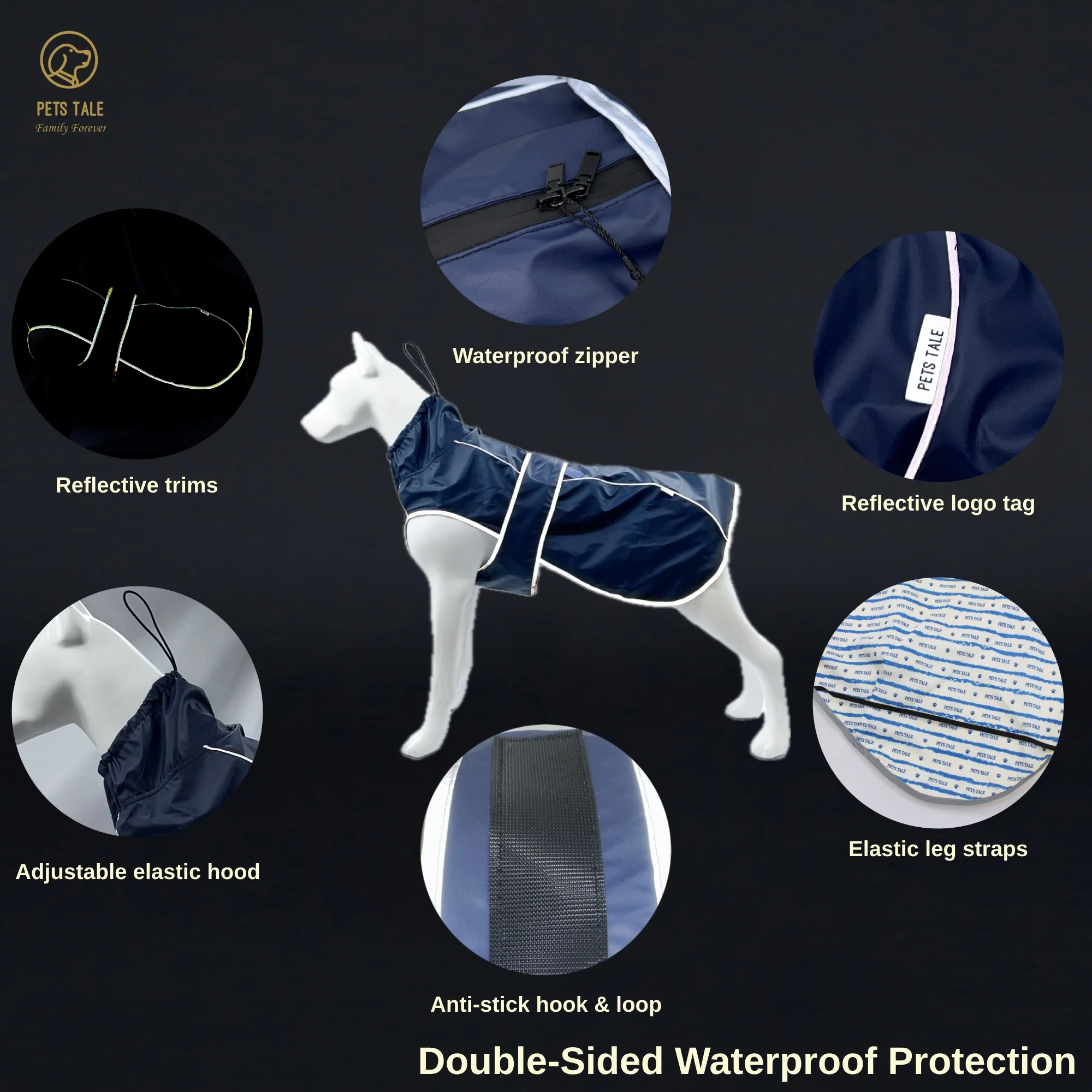 Capa de Chuva para Cães Impermeável com Tiras Refletivas e Capuz Ajustável - Imagem 4