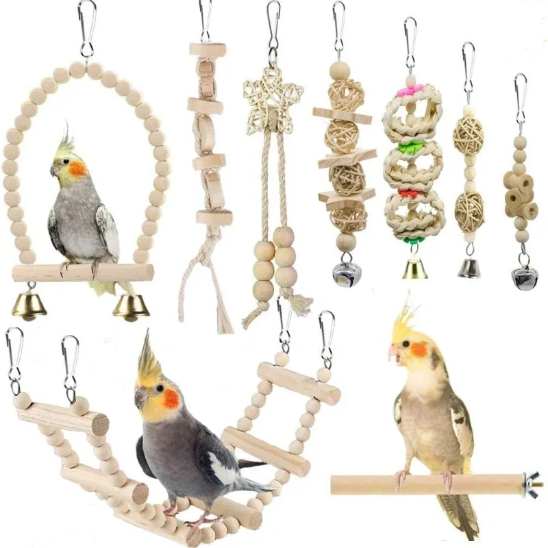 kit brinquedos de madeira para pássaros