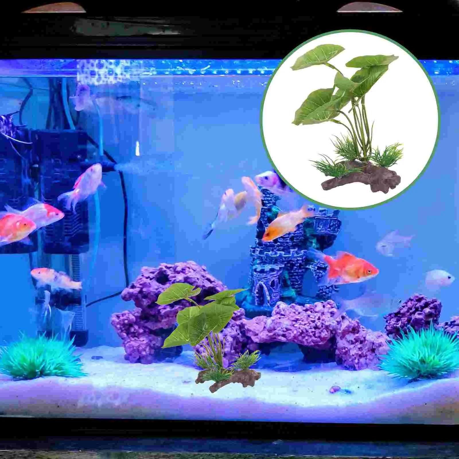 Planta Artificial para Aquário de Plástico 15 cm com Base Estável - Imagem 2