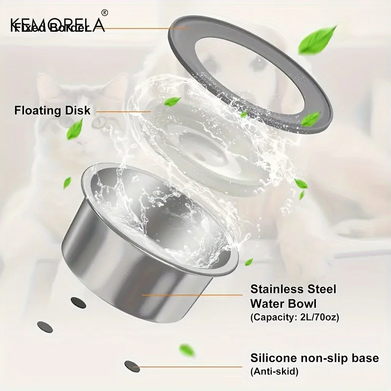 Tigela de Água para Cães em Aço Inoxidável com Disco Flutuante - Imagem 4