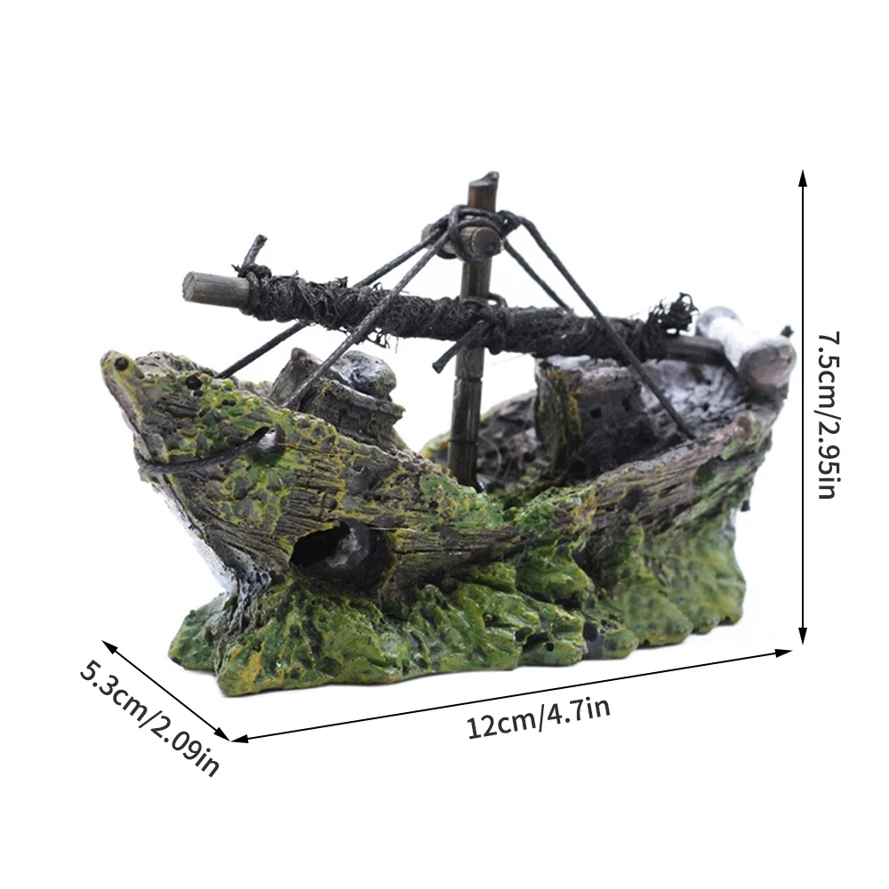 Ornamento Navio Pirata Naufragado para Aquário com Estrutura Oca - Imagem 4