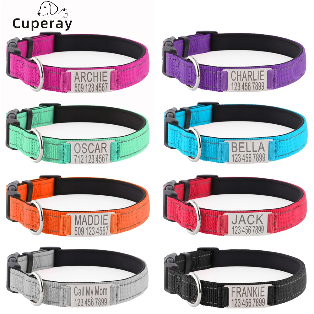coleira personalizada para cães com material refletivo