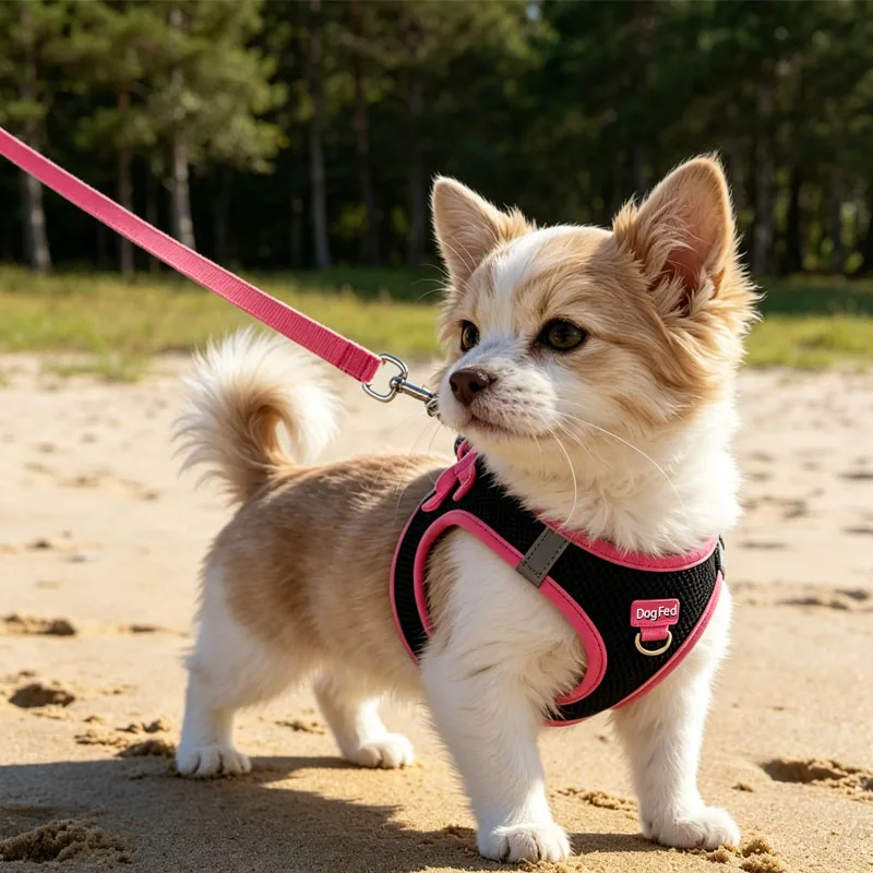 Coleira Peitoral para Cães Pequenos Refletiva com Guia - Imagem 5