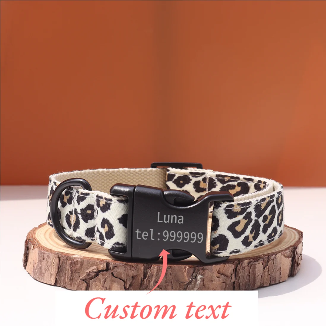 coleira para gatos estampa leopardo personalizável
