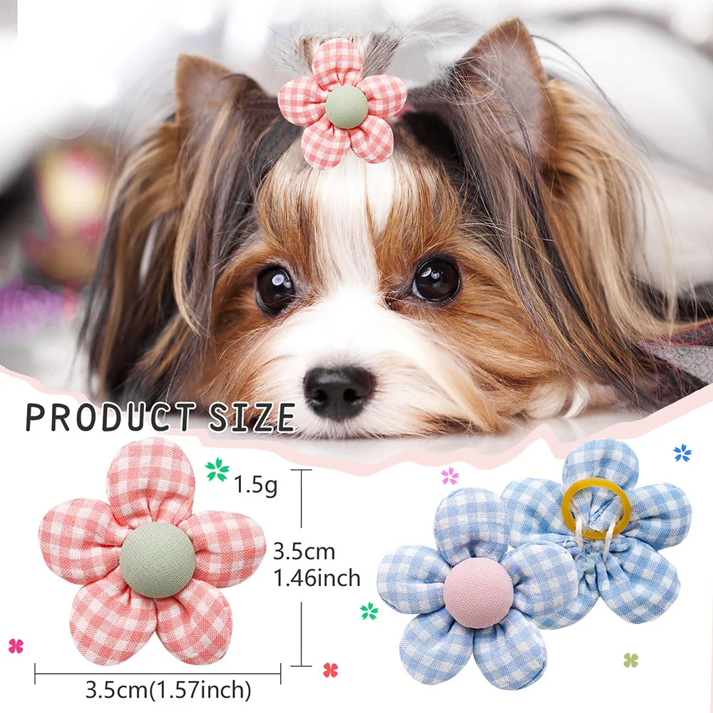 Acessórios de Cabelo para Cães e Gatos, 10 Flores com Elástico - Image 4