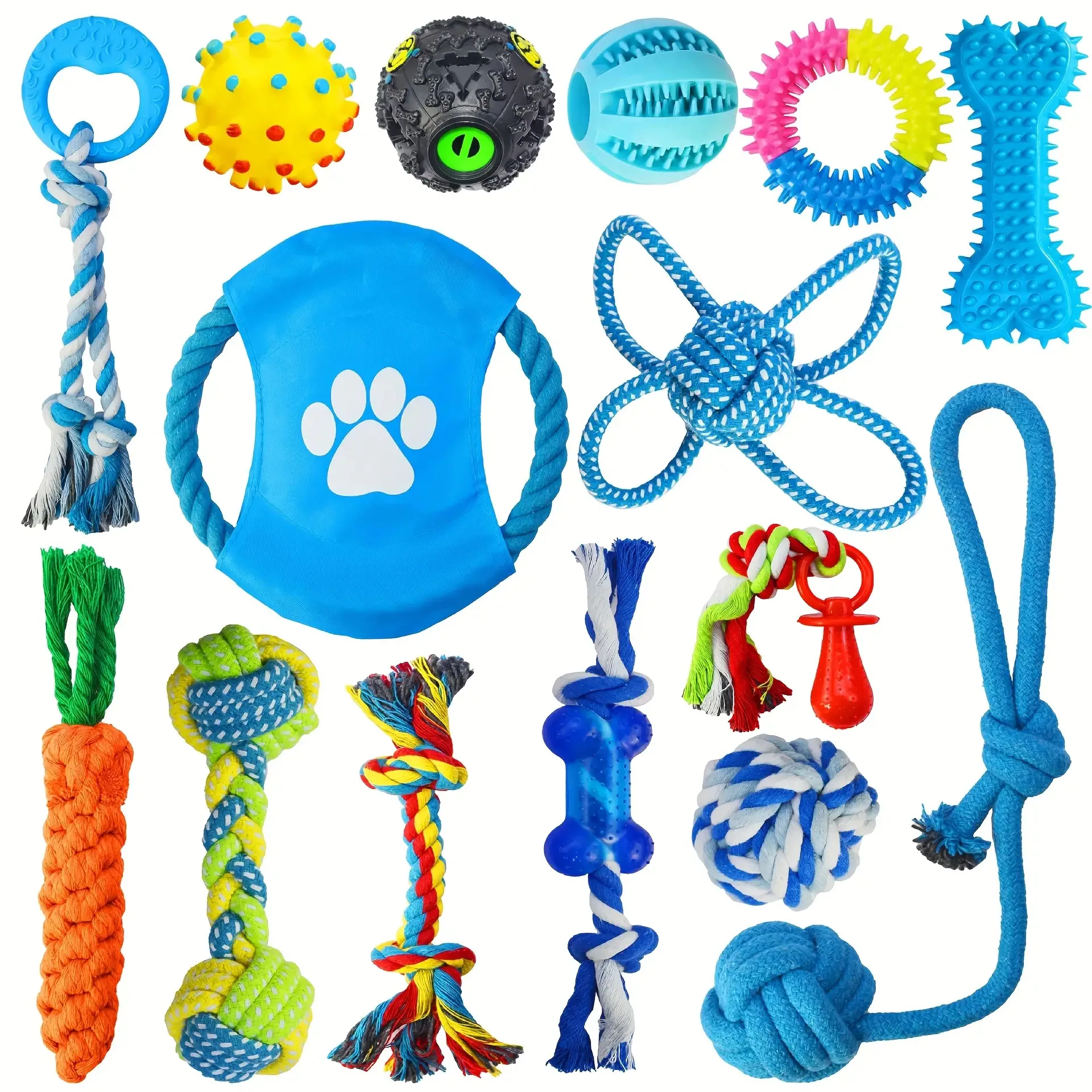 Kit Brinquedos para Cães de Borracha e Corda com 15 Peças - Imagem 2