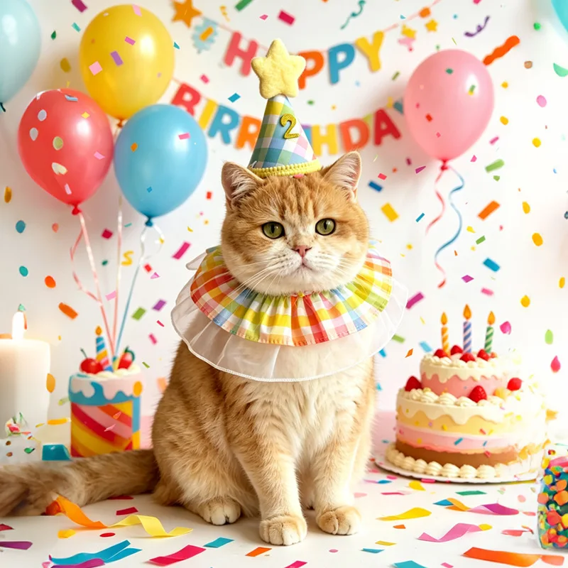 Chapéu e Bandana para Cães e Gatos de Aniversário Arco-Íris - Image 4