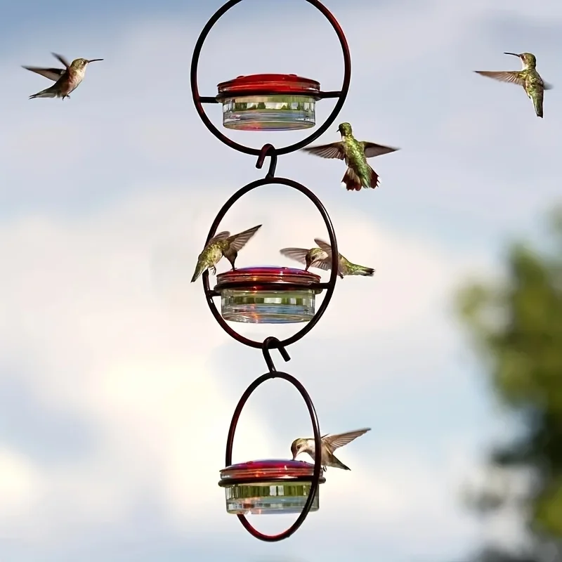 Alimentador de Beija-flor de Metal com Poleiro Circular - Imagem 3