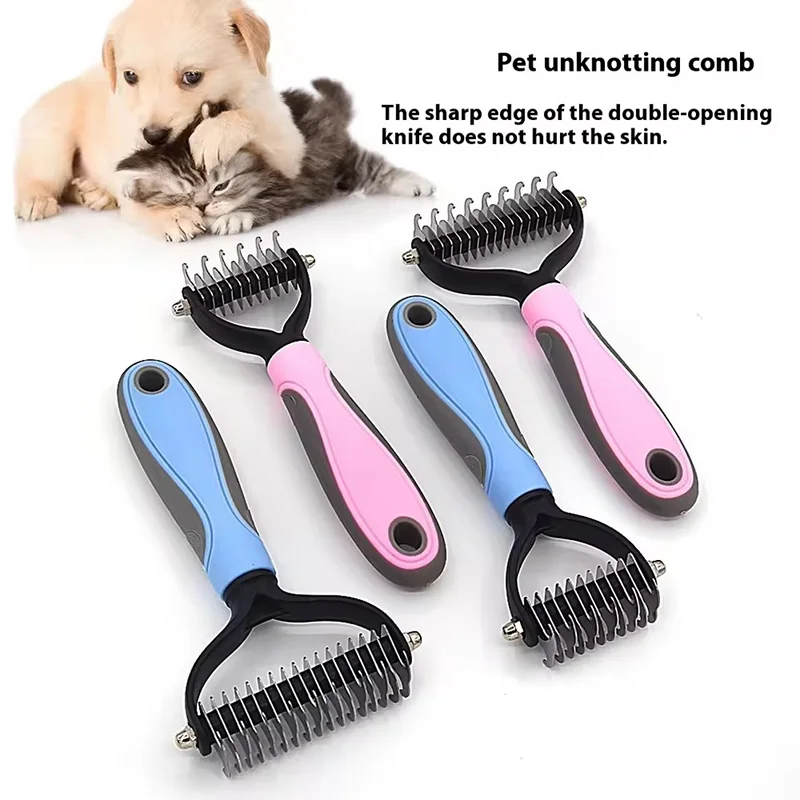 escova para cães e gatos de 2 lados