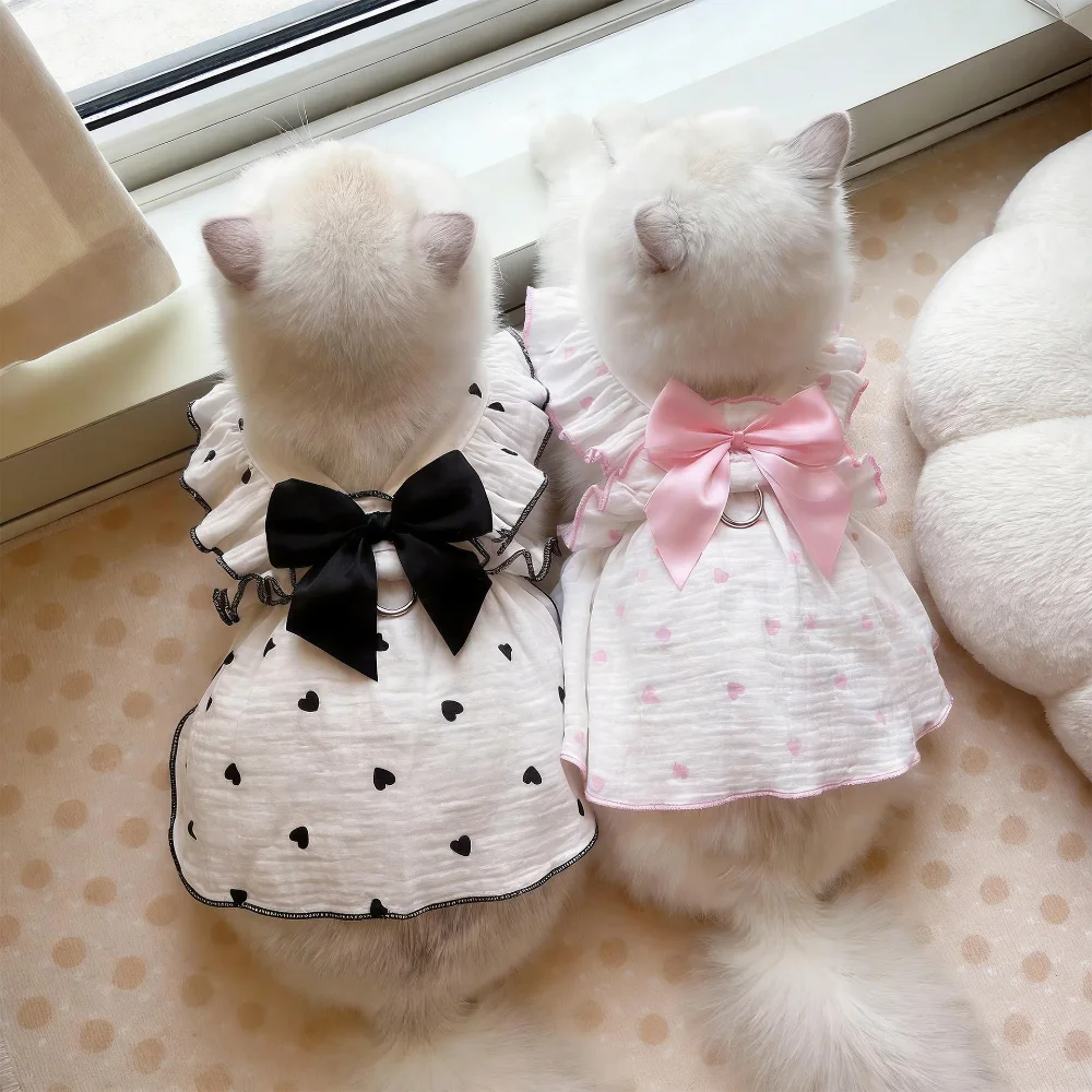Vestido para Gatos e Cães Pequenos com Argola D para Guia e Anti-Queda de Pelos - Imagem 2