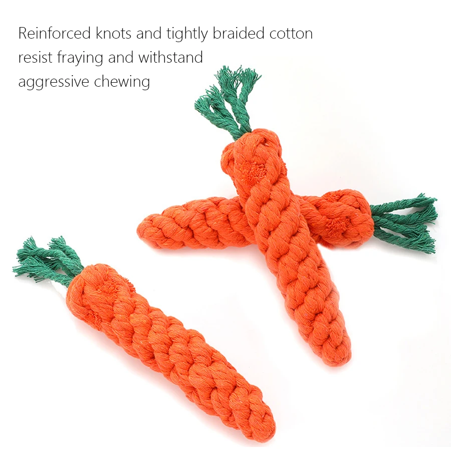 Brinquedo de Corda para Cães Pequenos Cenoura de Algodão 24 cm - Imagem 5