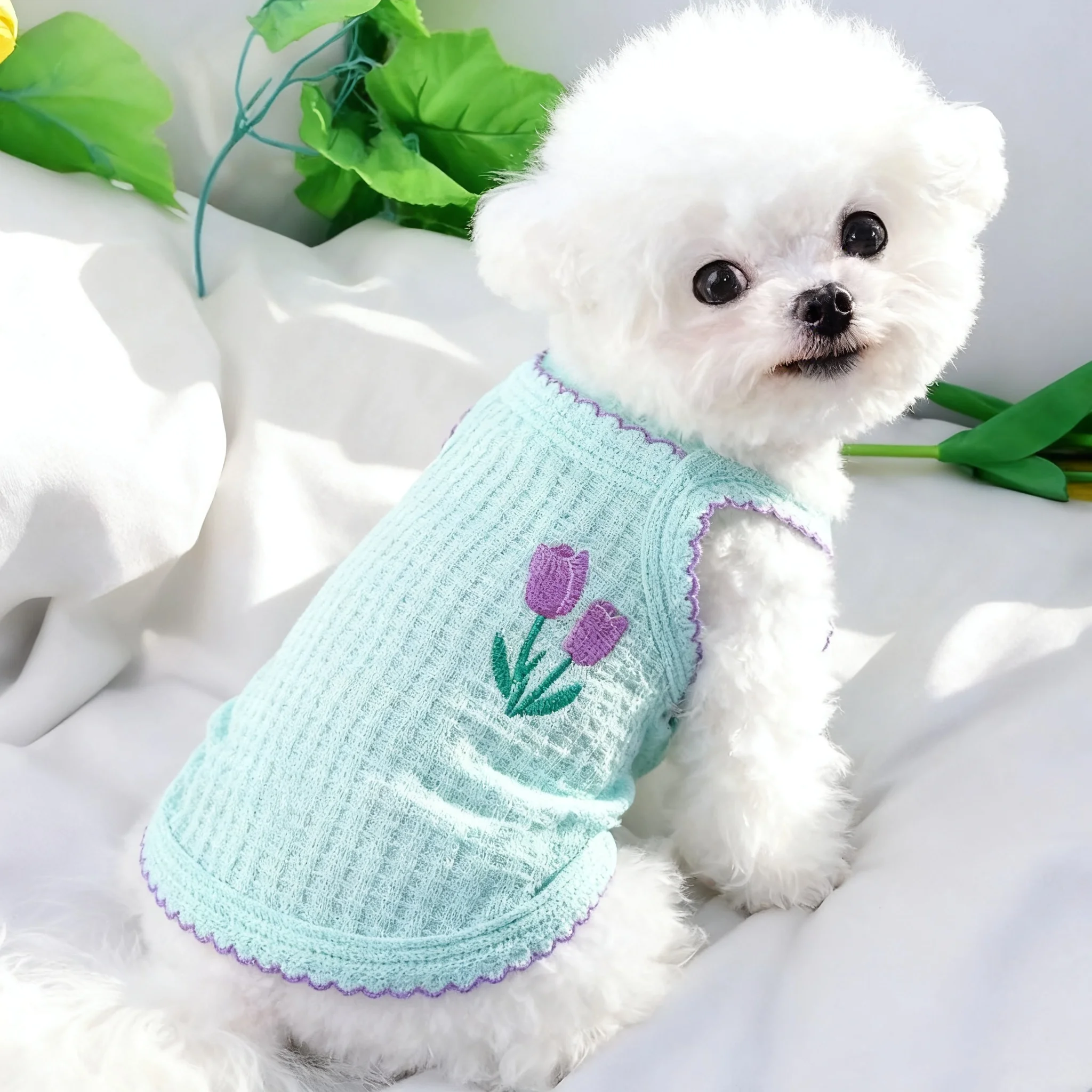 Roupa para Cães Pequenos de Verão com Alça Fina e Estampa - Imagem 4