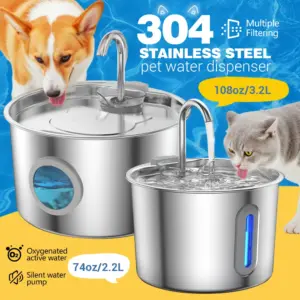 fonte de água para cães e gatos aço inoxidável