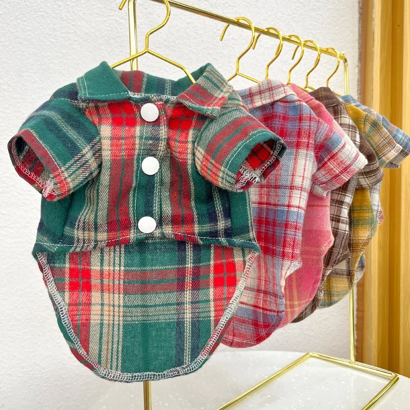Camisa Xadrez para Cães e Gatos de Fibra de Poliéster Respirável - Imagem 4